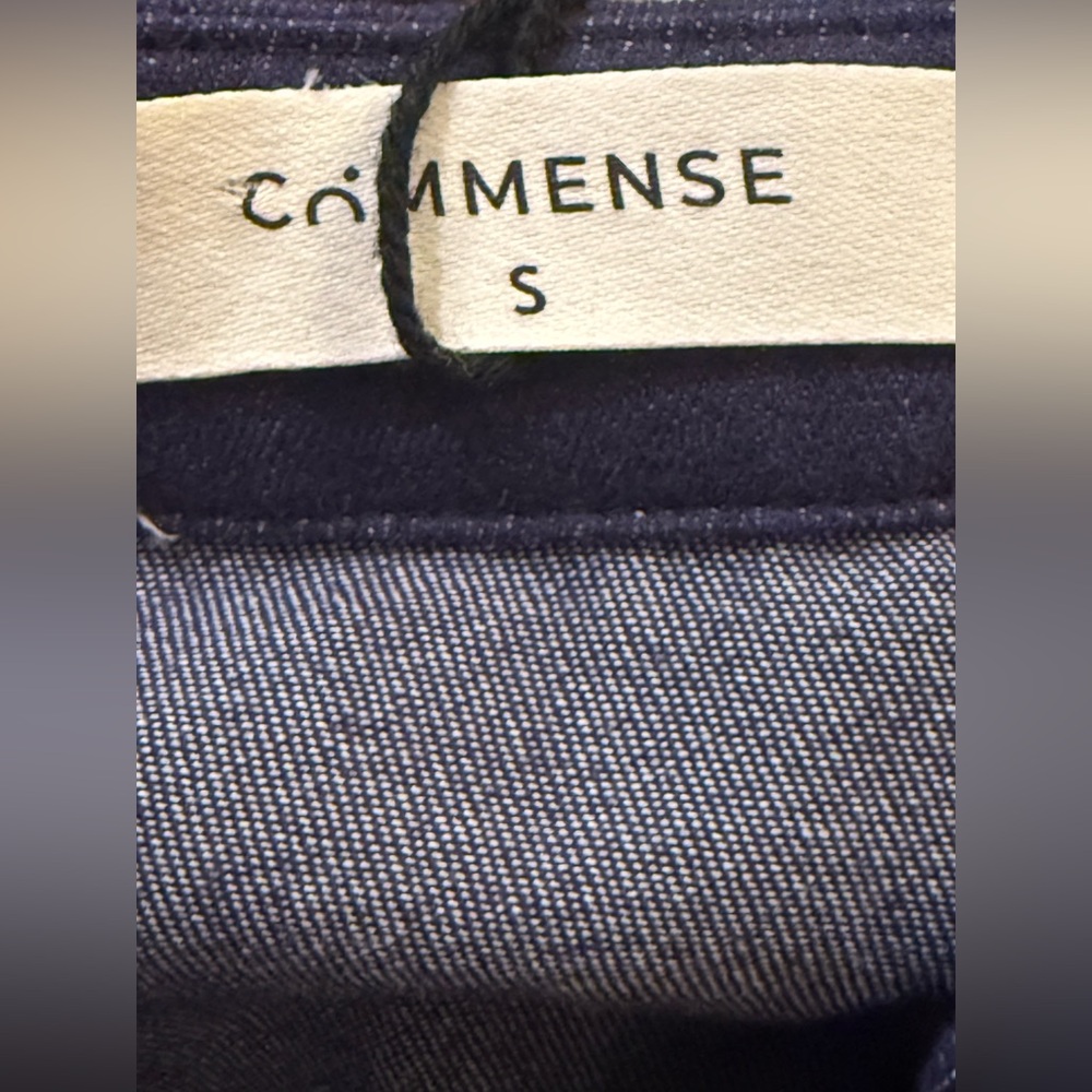 NWT. Commense. Denim Stand Collar Puff Sleeve Mini Dress. Size Small. - Picture 6 of 15